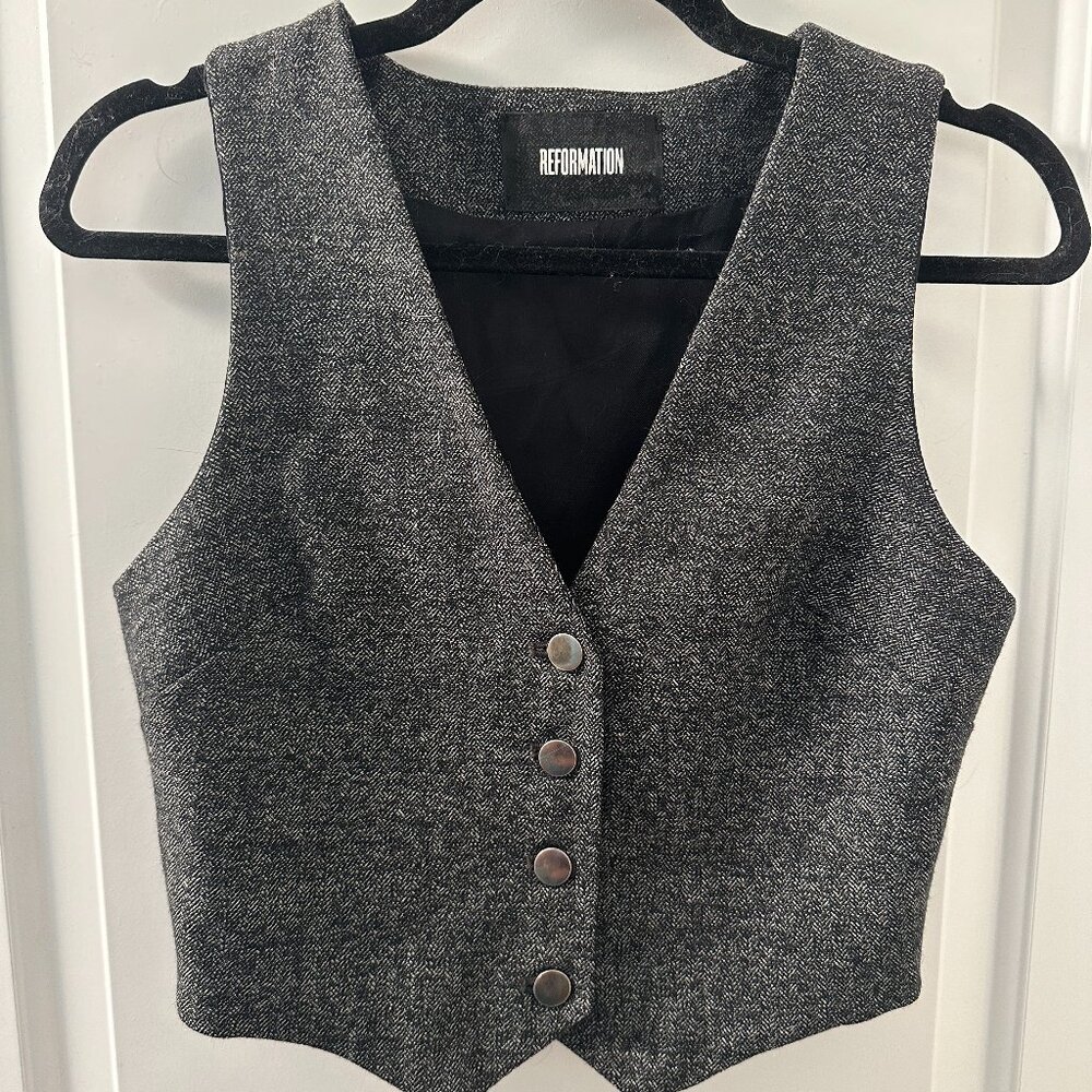 Reformation Gray Tweed Vest